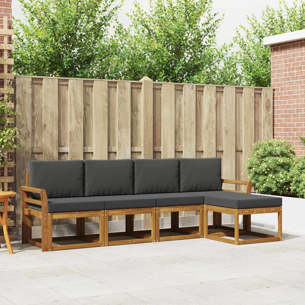 vidaXL V&auml;li diivanikomplekt padjaga 5 pcs Looduslik ja antriit