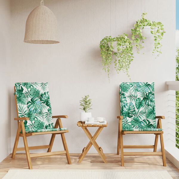 vidaXL allalastava seljatoega aiatoolid patjadega, 2 tk, tiikpuu