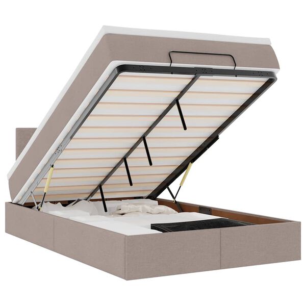 vidaXL Ottomani voodi madratsi ja LED, pruunikashall, 120x190cm kangas