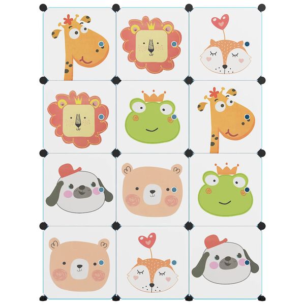 vidaXL hoiukuubikute kapp lastele, 12 kuubikut, sinine PP