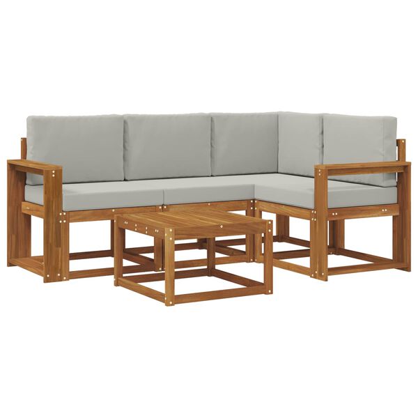 vidaXL V&auml;li diivanikomplekt padjaga 5 pcs Looduslik ja Hele Hall