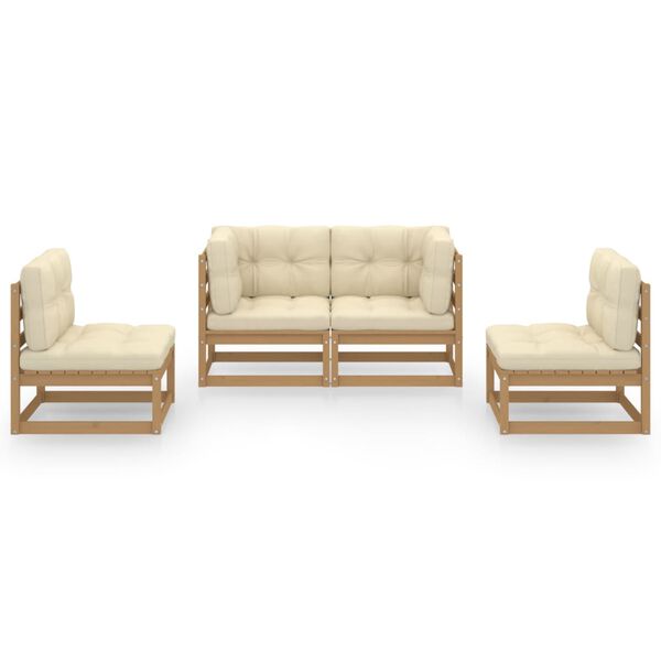 vidaXL 4-osaline aiam&ouml;&ouml;bli komplekt istmepatjadega, m&auml;nnipuit