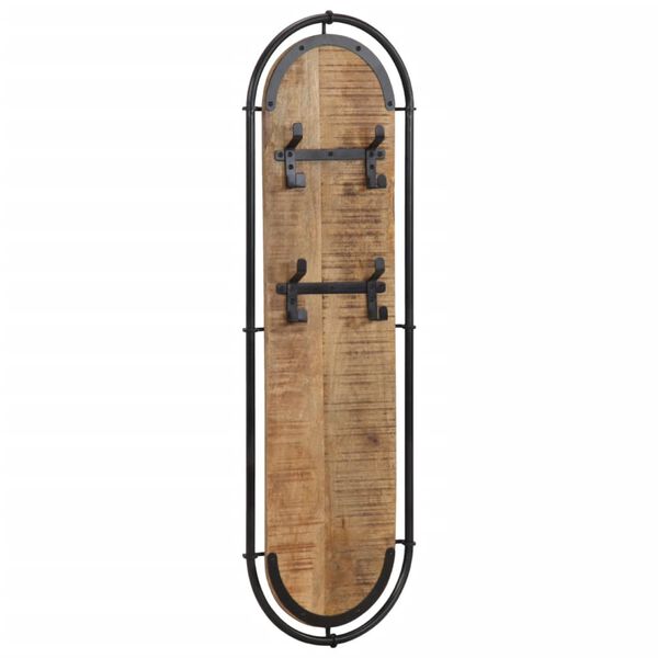 vidaXL seinale kinnitatav riidenagi 4 konksuga, 2 tk, mangopuit