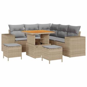 vidaXL Aia Diivanikomplekt padjaga 8 pcs Beež ja heledhall pol&uuml;rotang