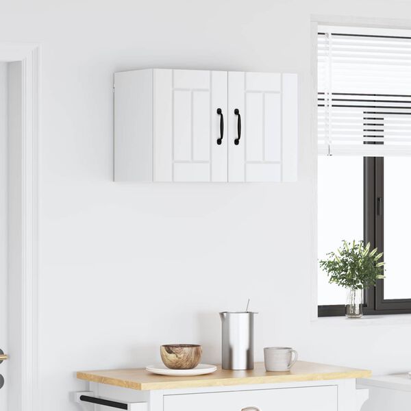 vidaXL Seinakapp k&ouml;&ouml;ki uksega Lucca Valge 60 x 31 x 40 cm Tehispuit