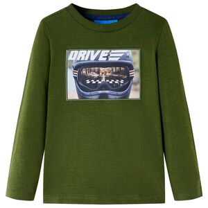 Pikkade varrukatega lastes&auml;rk, tume khaki, 104