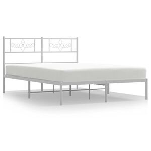 vidaXL metallist voodiraam peatsiga, valge, 135x190 cm