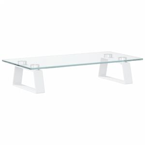 vidaXL monitorialus, valge, 40 x 20 x 8 cm, karastatud klaas ja metall
