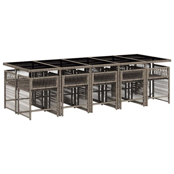 vidaXL 11-osaline aia s&ouml;&ouml;gim&ouml;&ouml;bli komplekt patjadega, hall, pol&uuml;rotang