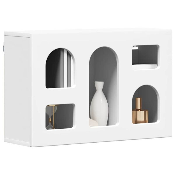 vidaXL Seinakapp riiuliga Valge 60 x 20 x 40 cm Tehispuit