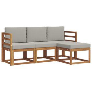 vidaXL V&auml;li diivanikomplekt padjaga 4 pcs Looduslik ja Hele Hall