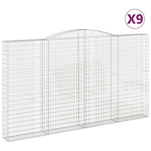 vidaXL kaarekujulised gabioonkorvid 9 tk, 400x30x220/240 cm, raud