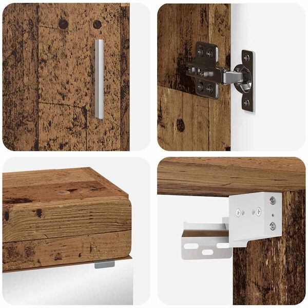 vidaXL Vannitoa m&ouml;&ouml;bleset riiuliga uksega TULUM Vana puit Tehispuit