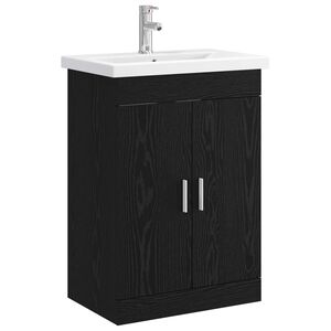 vidaXL Vannitoa m&ouml;&ouml;bleset Must tamm 61 x 40 x 84,5 cm Tehispuit