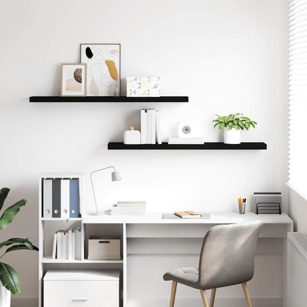 vidaXL seinariiulid, 2 tk, must, 120x23,5x3,8 cm MDF