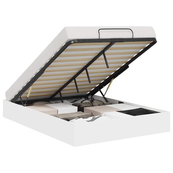 vidaXL Ottomani voodiraam Valge 203 x 140 x 25 cm T&ouml;&ouml;deldud puit