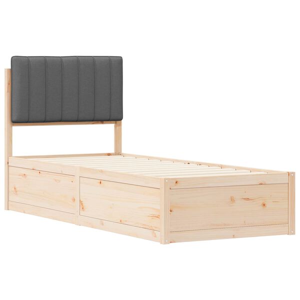 vidaXL Voodiraam Pehme Peatoega peaga Tumehall 75 x 190 cm Tahke m&auml;nd