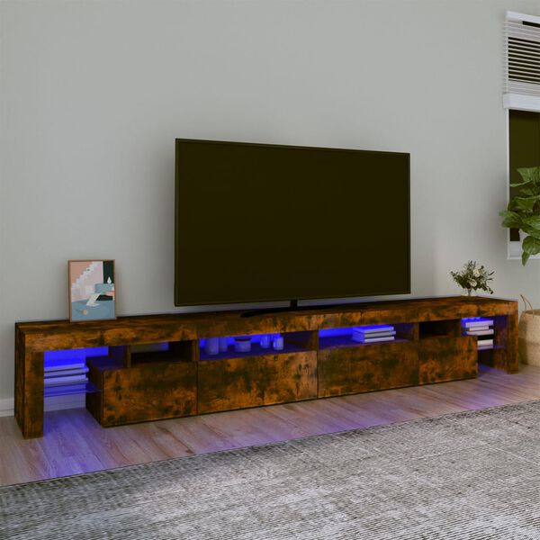 vidaXL telerialus LED-tuledega, suitsutatud tamm, 260x36,5x40 cm