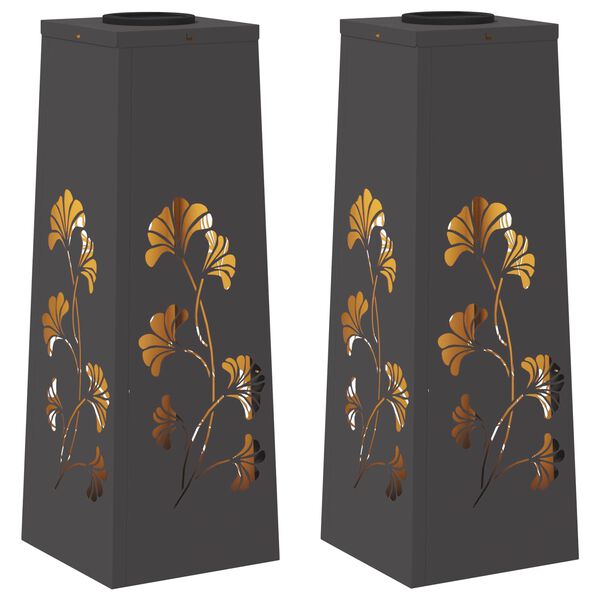 vidaXL P&auml;ikese LED k&auml;igutee tuli 2 pcs Must K&uuml;lmvaltsitud teras