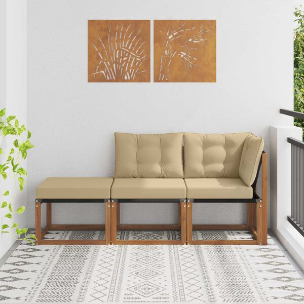 vidaXL V&auml;listingimustes Modulaarne Diivan 3 T&uuml;kk Looduslik ja beež