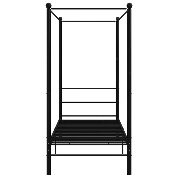 vidaXL baldahhiiniga voodiraam, must, metall, 90 x 200 cm