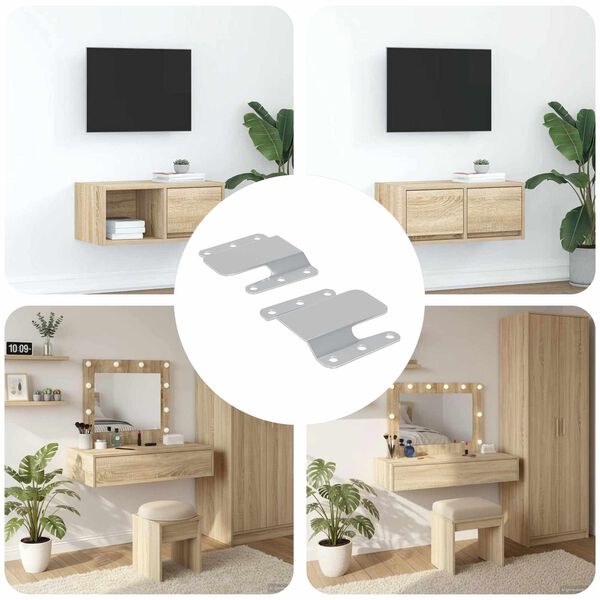 vidaXL Lame Kinnituskonsool 2 pcs H&otilde;bedane 75 x 66 x 1,4 mm Teras