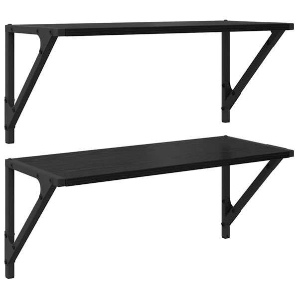 vidaXL Seinakarbid 2 pcs Must tamm 60 x 25 x 25,5 cm Tehispuit