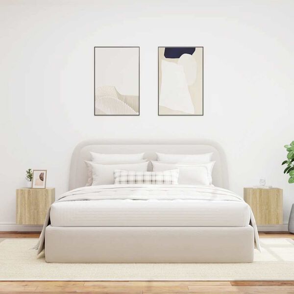 vidaXL teleri seinakapid LED-tuledega 2 tk, Sonoma tamm, 40,5x35x40 cm