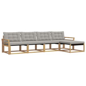 vidaXL V&auml;li diivanikomplekt padjaga 5 pcs Valge ja helehall