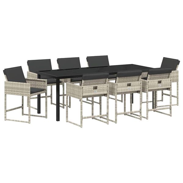 vidaXL Aia s&ouml;&ouml;gilaudade komplekt padjaga 9 pcs Helehall pol&uuml;rotang