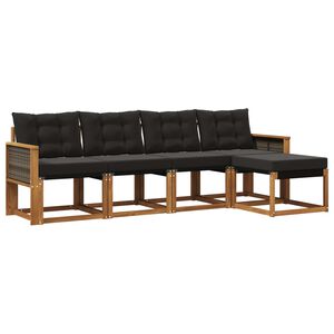 vidaXL V&auml;li diivanikomplekt padjaga 5 pcs Naturaalne ja must