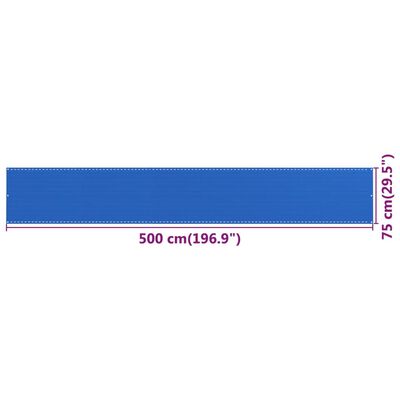 vidaXL rõdusirm, sinine, 75 x 500 cm, HDPE