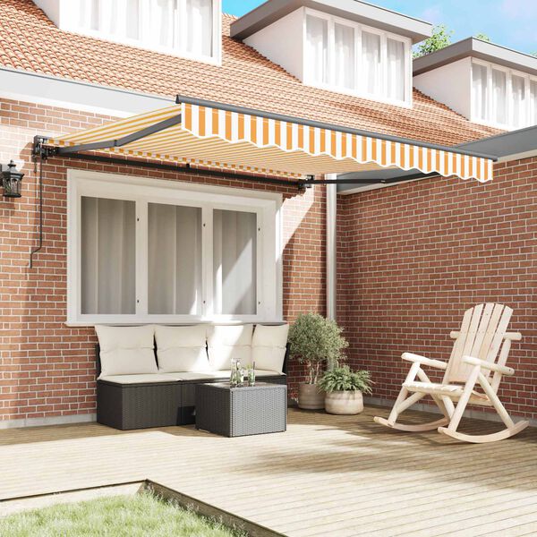 vidaXL K&auml;igukohandatav varikatus Kollane ja Valge 300 x 250 cm