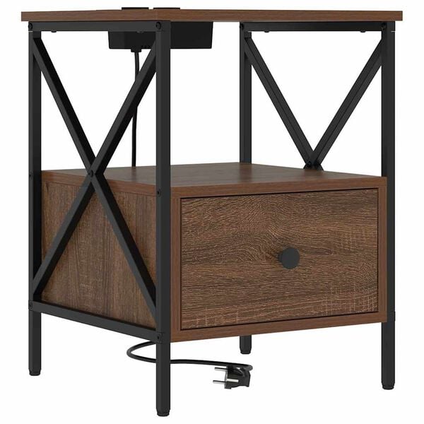 vidaXL &Ouml;&ouml;lambi kapp sahtliga Pruun tamme 41,5 x 40,5 x 55 cm Tehispuit