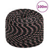 vidaXL paadik&ouml;is, must, 10 mm, 100 m, pol&uuml;prop&uuml;leen