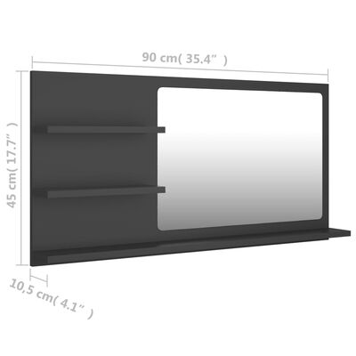 vidaXL vannitoa peeglikapp hall 90x10,5x45 cm puitlaastplaat