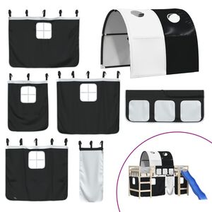 vidaXL kardinad ja tunnel k&otilde;rgele voodile, valge ja must, pol&uuml;ester