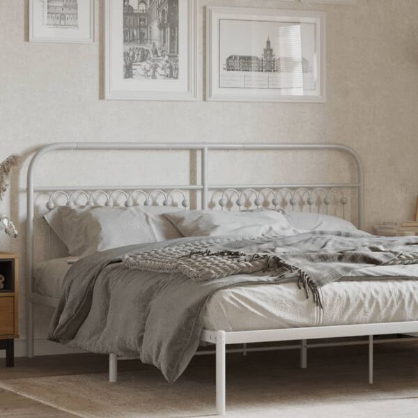 vidaXL metallist voodipeats, valge, 180 cm