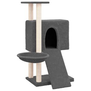 vidaXL kassimaja sisalk&ouml;itega kraapimispuudega, tumehall, 96 cm