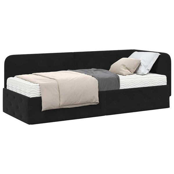 vidaXL Nurgavoodi raam madratsiga peaga Must 80 x 200 cm Samet