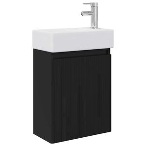 vidaXL Vannitoa vanity &uuml;ksus koos segistiga Must 45,5 x 22,5 x 84 cm