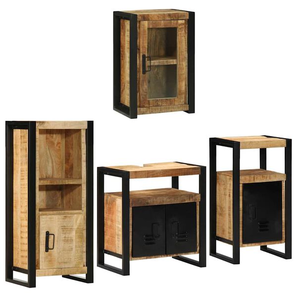 vidaXL Vannitoa m&ouml;&ouml;bleset ladustamisega 4 pcs Pruun Tugev Mango Puit