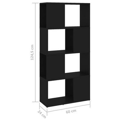 vidaXL raamaturiiul/ruumijagaja, must, 60x24x124.5 cm, puitlaastplaat