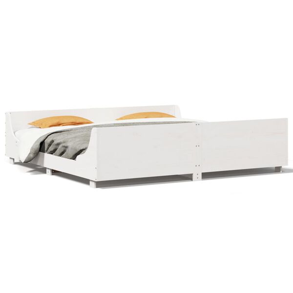 vidaXL voodiraam ilma madratsita, valge, 180 x 200 cm, m&auml;nnipuit