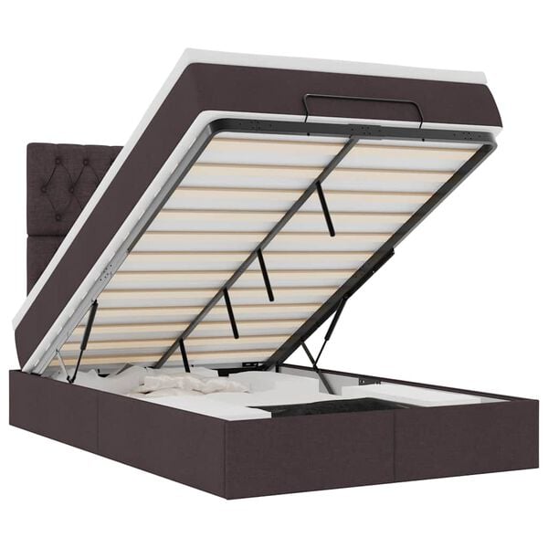 vidaXL Ottomani voodiraam madratsiga, tumepruun, 120x200cm, kangas