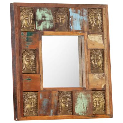vidaXL peegel Buddha piltidega, 50 x 50 cm, taastatud puit