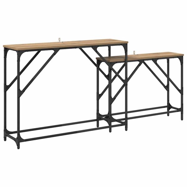 vidaXL Konsoollaud 2 pcs K&auml;sit&ouml;&ouml;puu 100 x 28 x 75 cm Tehispuit