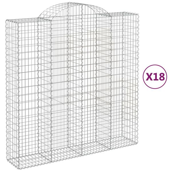 vidaXL kaarekujulised gabioonkorvid 18 tk, 200x50x200/220 cm, raud