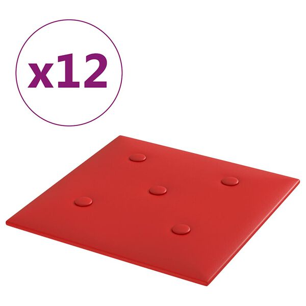 vidaXL seinapaneelid 12 tk, veinipunane, 30x30 cm, kunstnahk, 1,08 m²