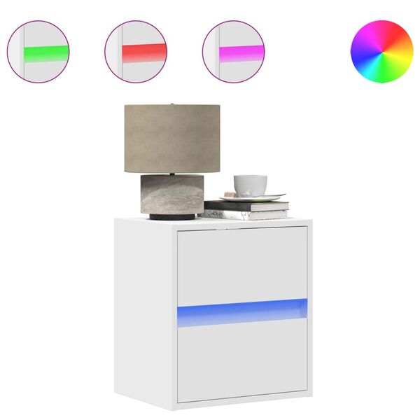 vidaXL seinale kinnitatav öökapp LED-tuledega, valge